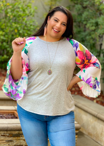 Tropical Rain Bell Sleeve Top
