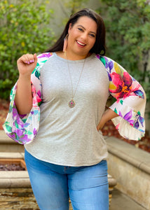 Tropical Rain Bell Sleeve Top