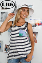 Load image into Gallery viewer, Stripe tank with blue floral back