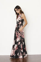 Load image into Gallery viewer, Black floral maxi dress