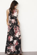 Load image into Gallery viewer, Black floral maxi dress