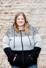 Load image into Gallery viewer, Leopard Color Block Full Zip Hoodie