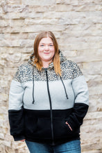 Load image into Gallery viewer, Leopard Color Block Full Zip Hoodie