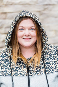 Leopard Color Block Full Zip Hoodie