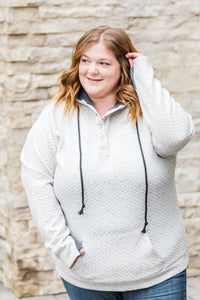 Ivory Quilted Snap Hoodie