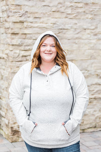 Ivory Quilted Snap Hoodie