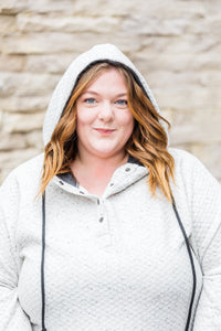 Ivory Quilted Snap Hoodie