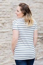 Load image into Gallery viewer, Classic V-Neck Tee - White with Black Stripes