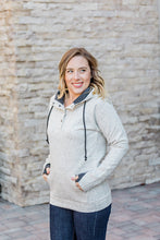 Load image into Gallery viewer, Ivory Quilted Snap Hoodie