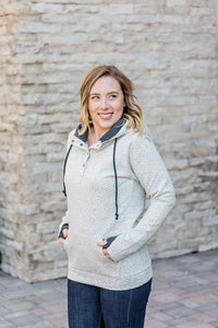 Ivory Quilted Snap Hoodie