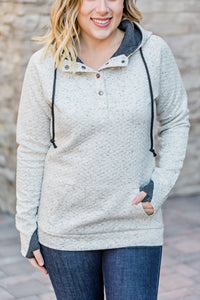 Ivory Quilted Snap Hoodie