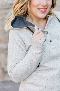 Ivory Quilted Snap Hoodie
