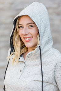 Ivory Quilted Snap Hoodie