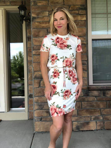Floral elastic waist dress
