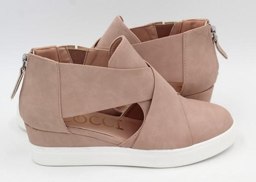 Cut out pink wedge sneakers