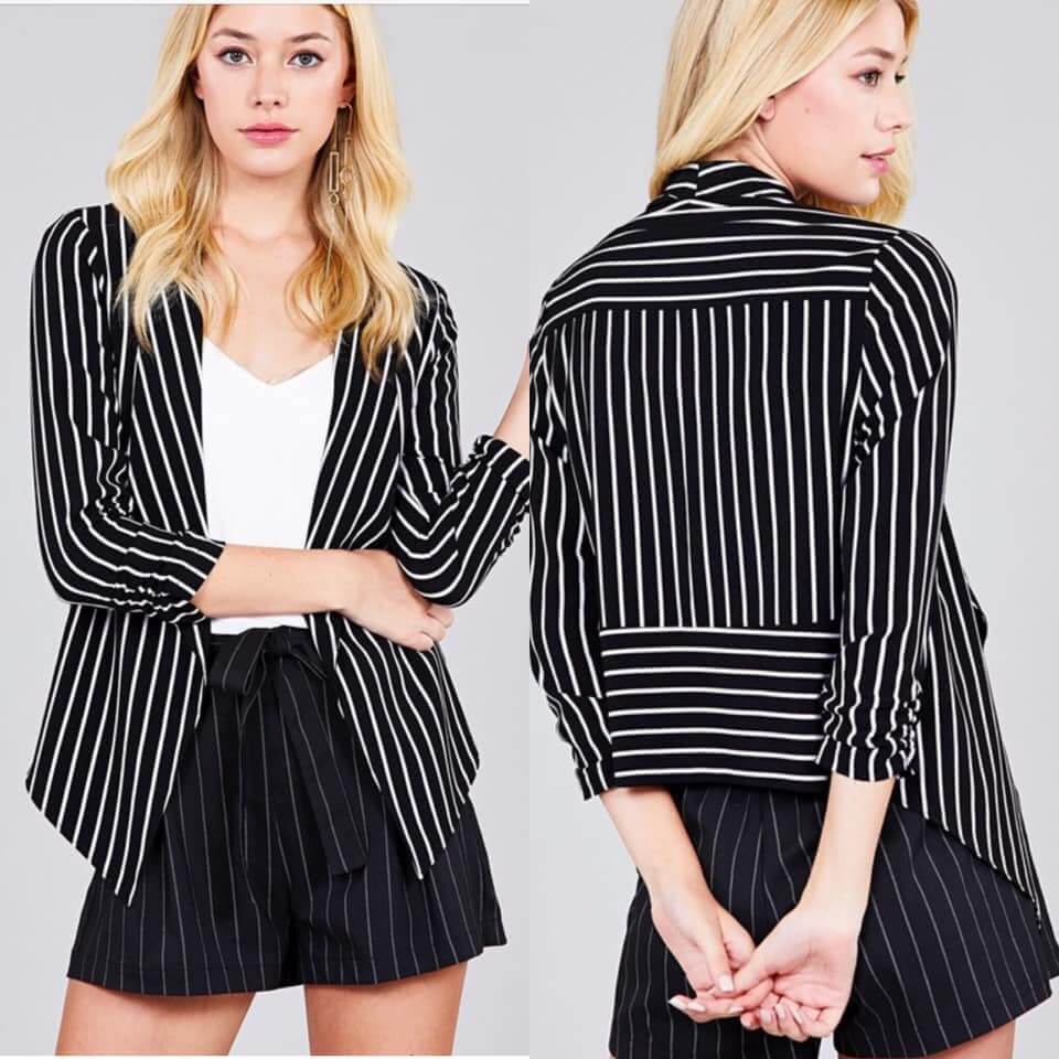 Black and white striped blazer