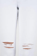 Load image into Gallery viewer, Mid Rise White Distressed Denim