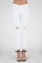 Load image into Gallery viewer, Mid Rise White Distressed Denim