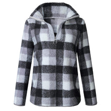 Load image into Gallery viewer, Fleece Plaid 1/4 zip