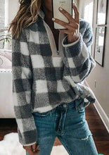 Load image into Gallery viewer, Fleece Plaid 1/4 zip