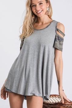 Nothing On You Camo Cold Shoulder