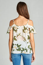 Load image into Gallery viewer, Flower print cold shoulder tee