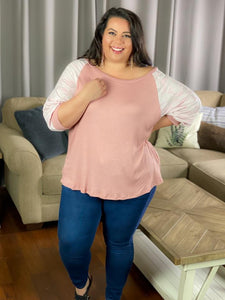 Gotta Move On Pink Camo Knit Top