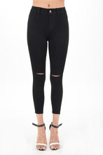Load image into Gallery viewer, High waist Black distressed denim