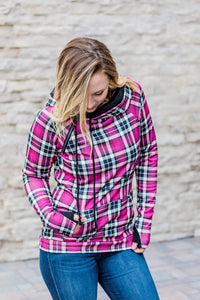 IN STOCK Pink and Black Plaid Double Hoodie