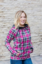 Load image into Gallery viewer, IN STOCK Pink and Black Plaid Double Hoodie