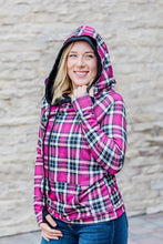 Load image into Gallery viewer, IN STOCK Pink and Black Plaid Double Hoodie