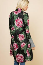 Load image into Gallery viewer, Floral Duster with stripe sleeve contrast
