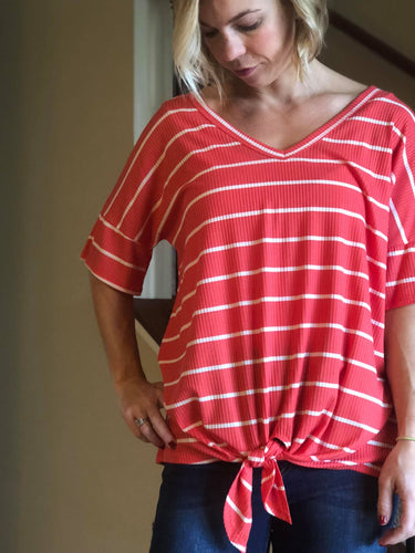 Coral Stripe Tee