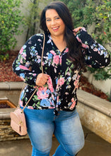 Load image into Gallery viewer, Glorious Floral Night Front Tie Top