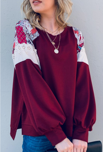 Eyelet Fields Long Sleeve Boxy Top