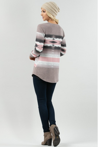 Soft Southwest Long Sleeve Waffle Top