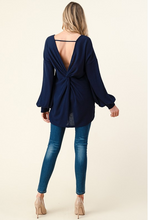 Load image into Gallery viewer, Navy Waffle Knit Open Back Top