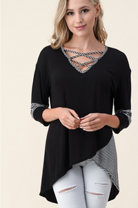 Totally Crossed Out 3/4 Sleeve Top