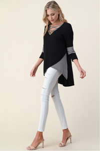 Totally Crossed Out 3/4 Sleeve Top