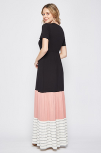Striped Color Block Maxi Dress