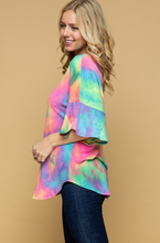 Load image into Gallery viewer, Rainbow Sherbet Tie Dye Bell Sleeve Top