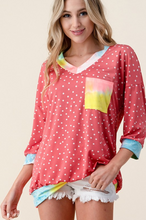 Load image into Gallery viewer, Pretty In Polka Dots 3/4 Sleeve Top
