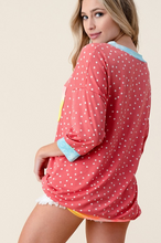 Load image into Gallery viewer, Pretty In Polka Dots 3/4 Sleeve Top