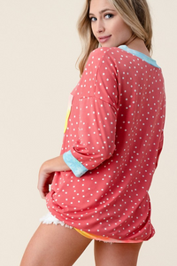 Pretty In Polka Dots 3/4 Sleeve Top