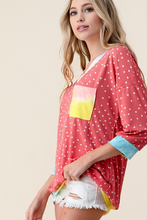 Load image into Gallery viewer, Pretty In Polka Dots 3/4 Sleeve Top