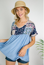 Load image into Gallery viewer, Blue Skies Floral Patchwork Baby Doll