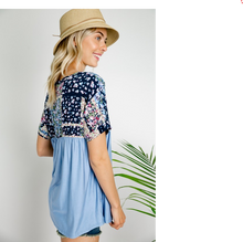 Load image into Gallery viewer, Blue Skies Floral Patchwork Baby Doll