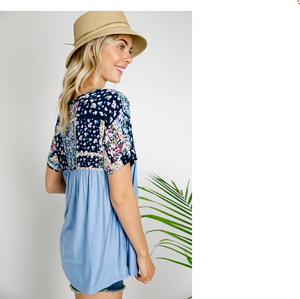 Blue Skies Floral Patchwork Baby Doll