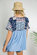 Load image into Gallery viewer, Blue Skies Floral Patchwork Baby Doll
