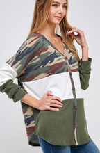 Load image into Gallery viewer, Hide Away Camo Waffle Knit Top
